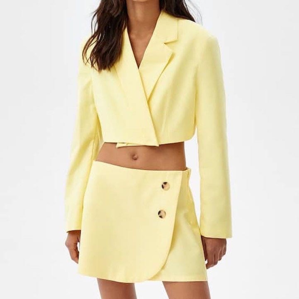 Bershka Yellow Blazer & Skort Set